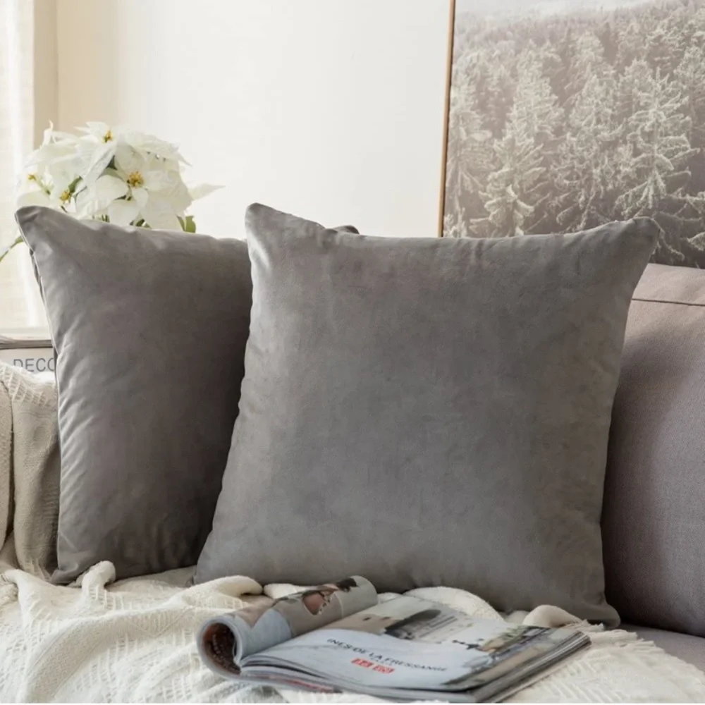 Luxury Home | Elegant Chic Grey Soft Luxe Velvet Throw Pillow Covers